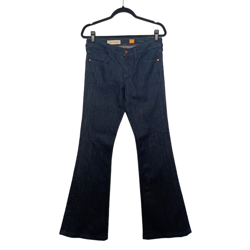 ANTHRO PILCRO & THE LETTERPRESS Stet Flare Hem Dark Blue Wash Denim Jeans 29
